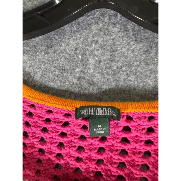 Wild Fable Sweater Women M Square Neck Pointelle Pullover Hippie Boho Festival - Picture 2 of 7